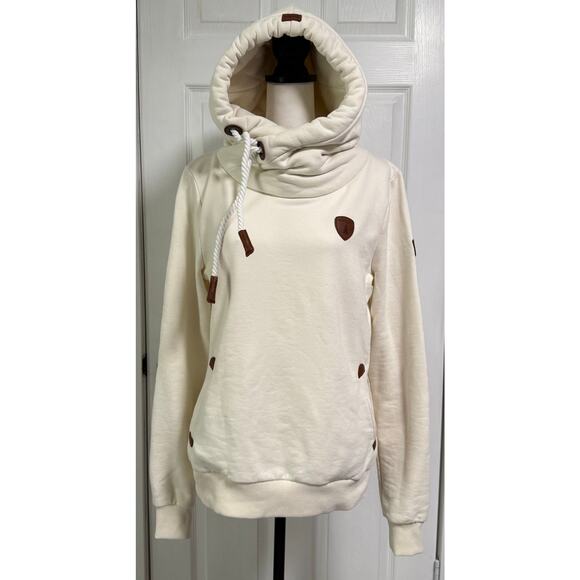 Wanakome Cream Beige Hooded Pullover Sweatshirt Size Medium - Picture 2 of 16